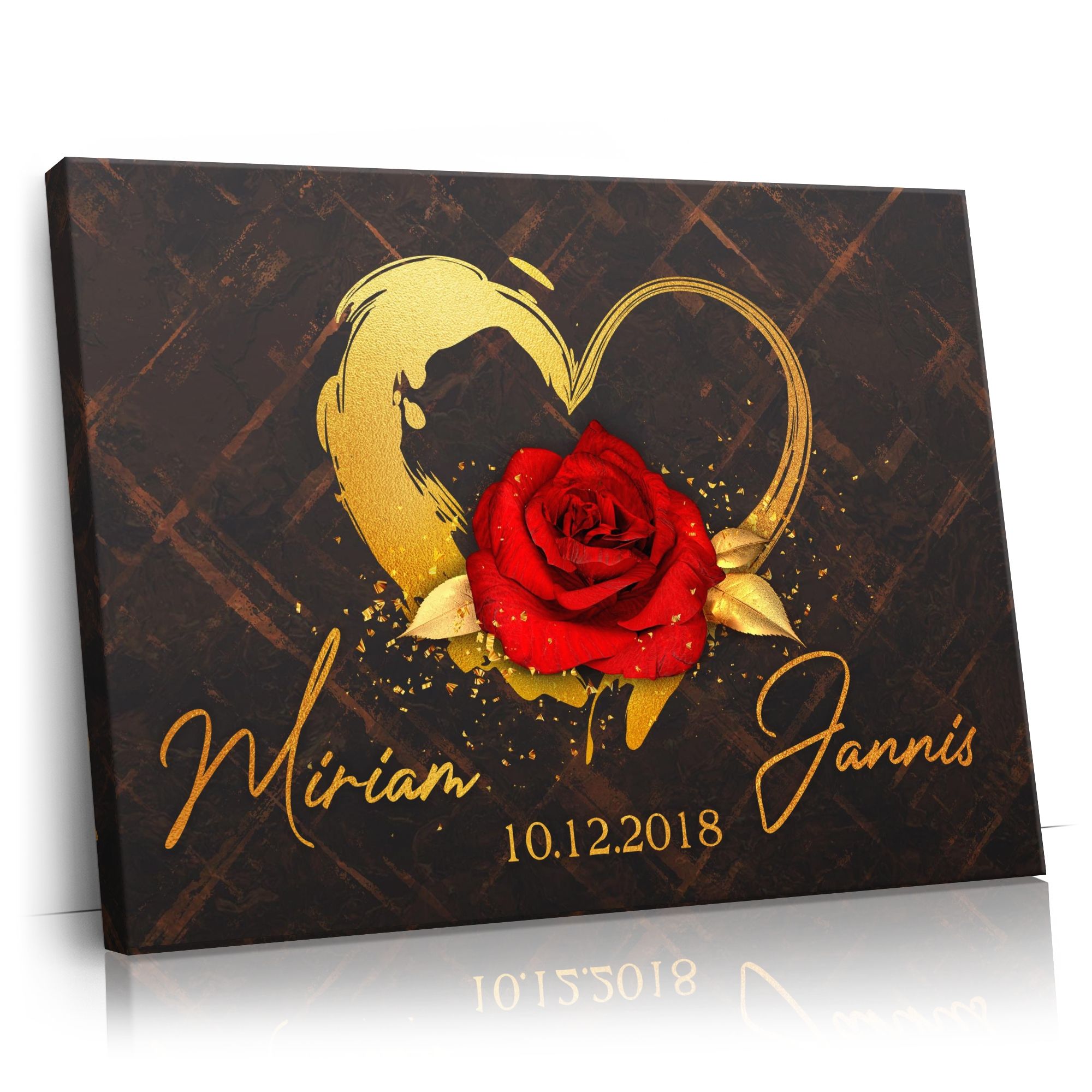 Personalisierbares Geschenk Goldenes Rosenherz