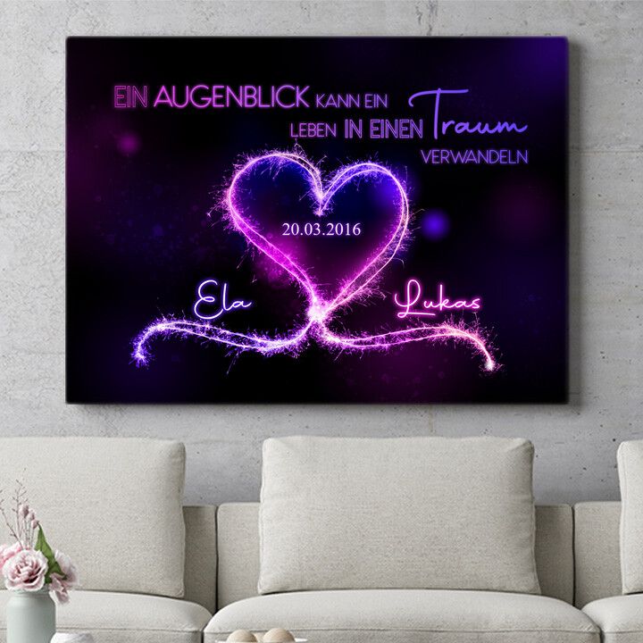 Personalisiertes Wandbild Knisternde Herzen