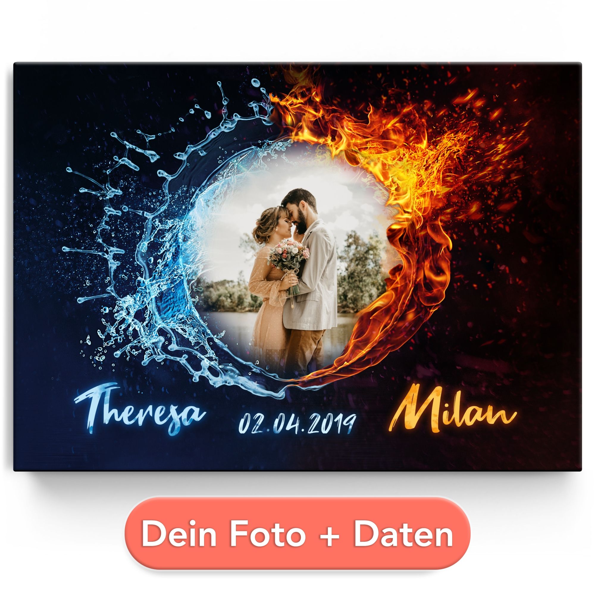 Personalisiertes Leinwandbild Brennende Liebe
