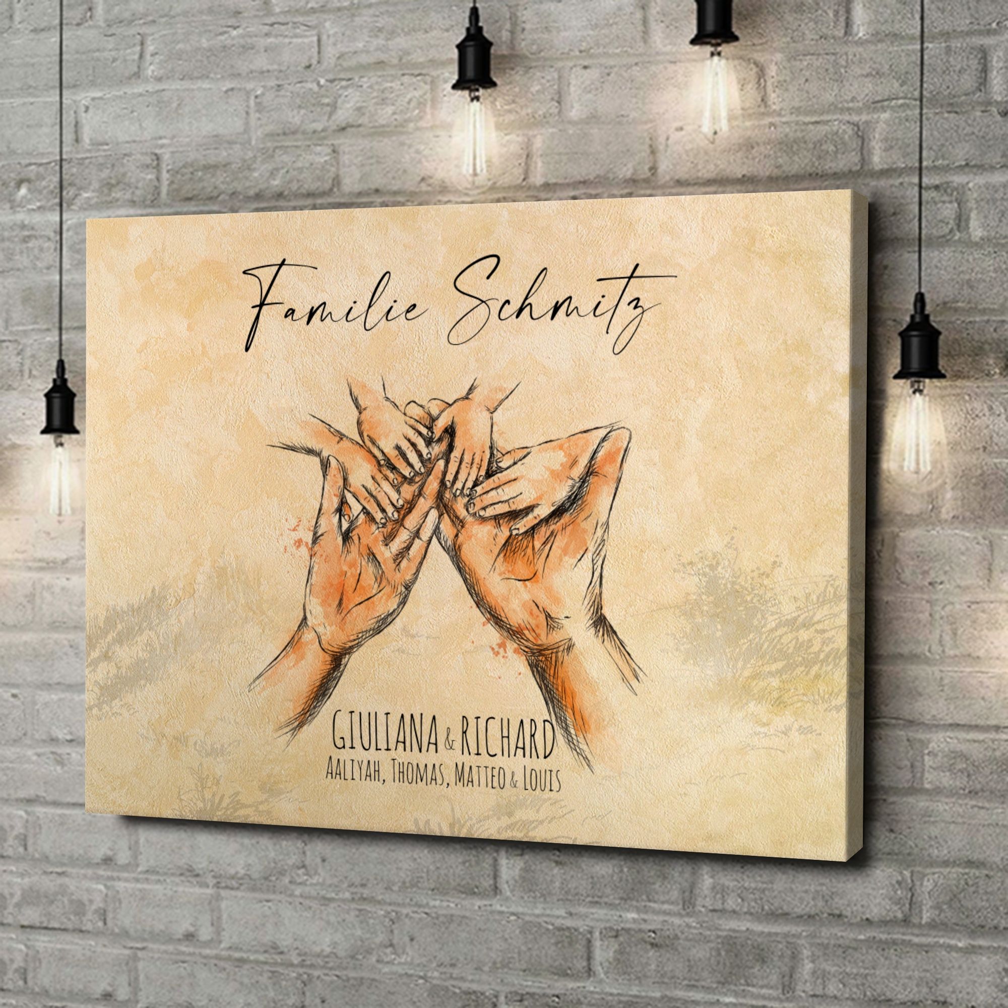 Liebesleinwand als Geschenk Familienhände