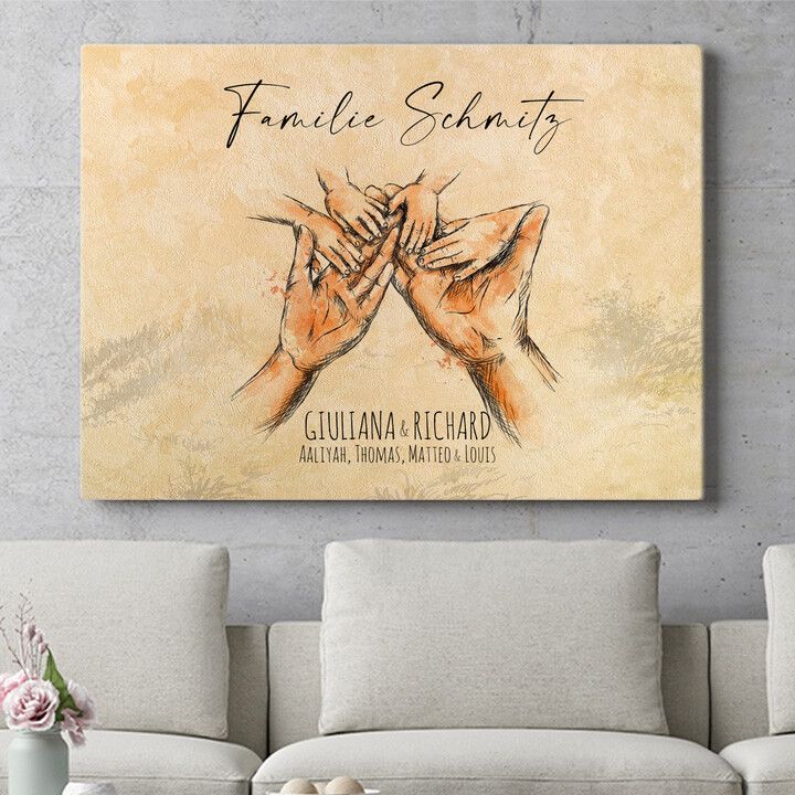 Personalisiertes Wandbild Familienhände