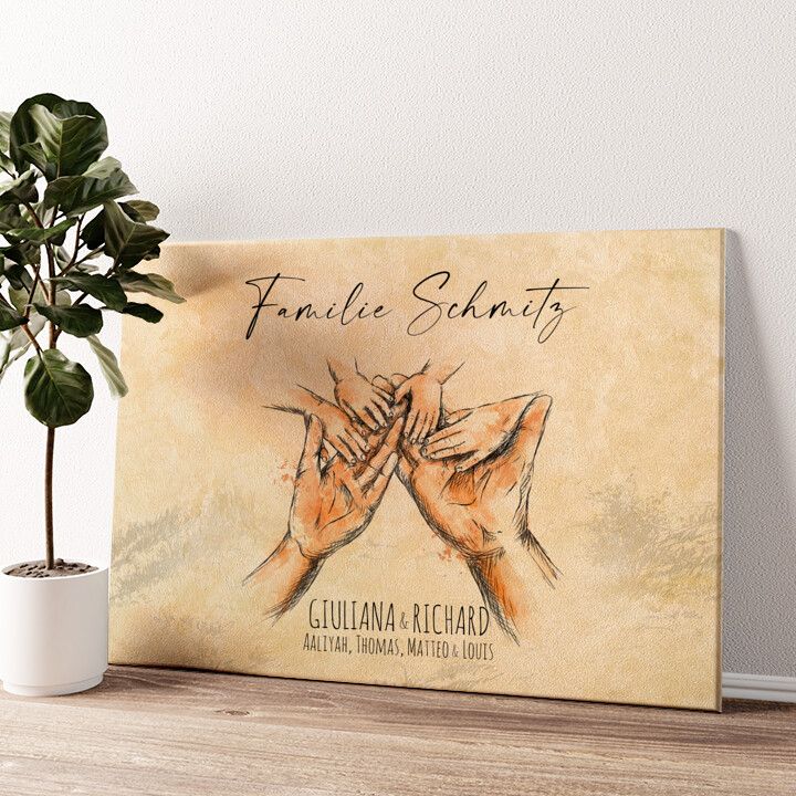 Leinwandbild personalisiert Familienhände