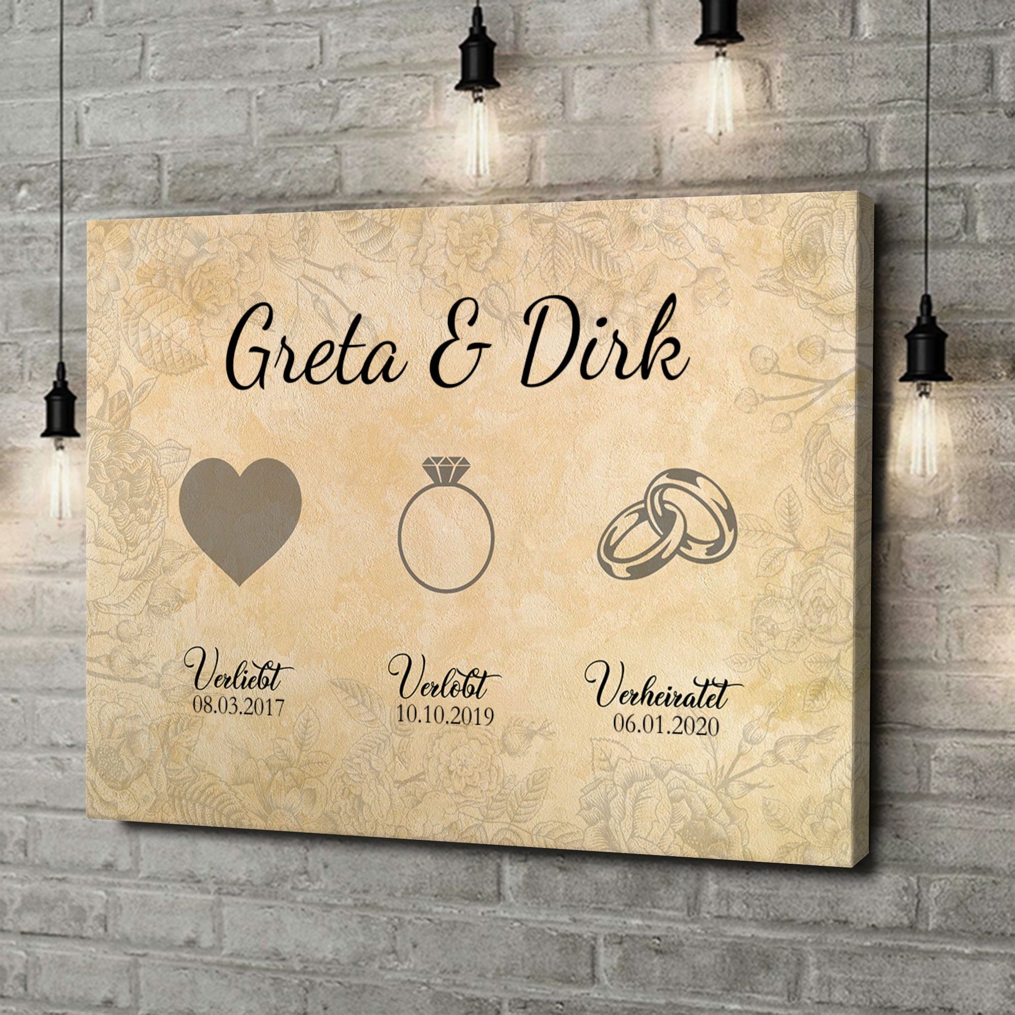 Liebesleinwand als Geschenk Verliebt Verlobt Verheiratet