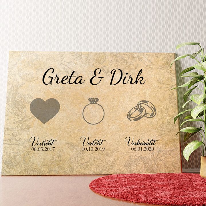 Verliebt Verlobt Verheiratet Wandbild personalisiert