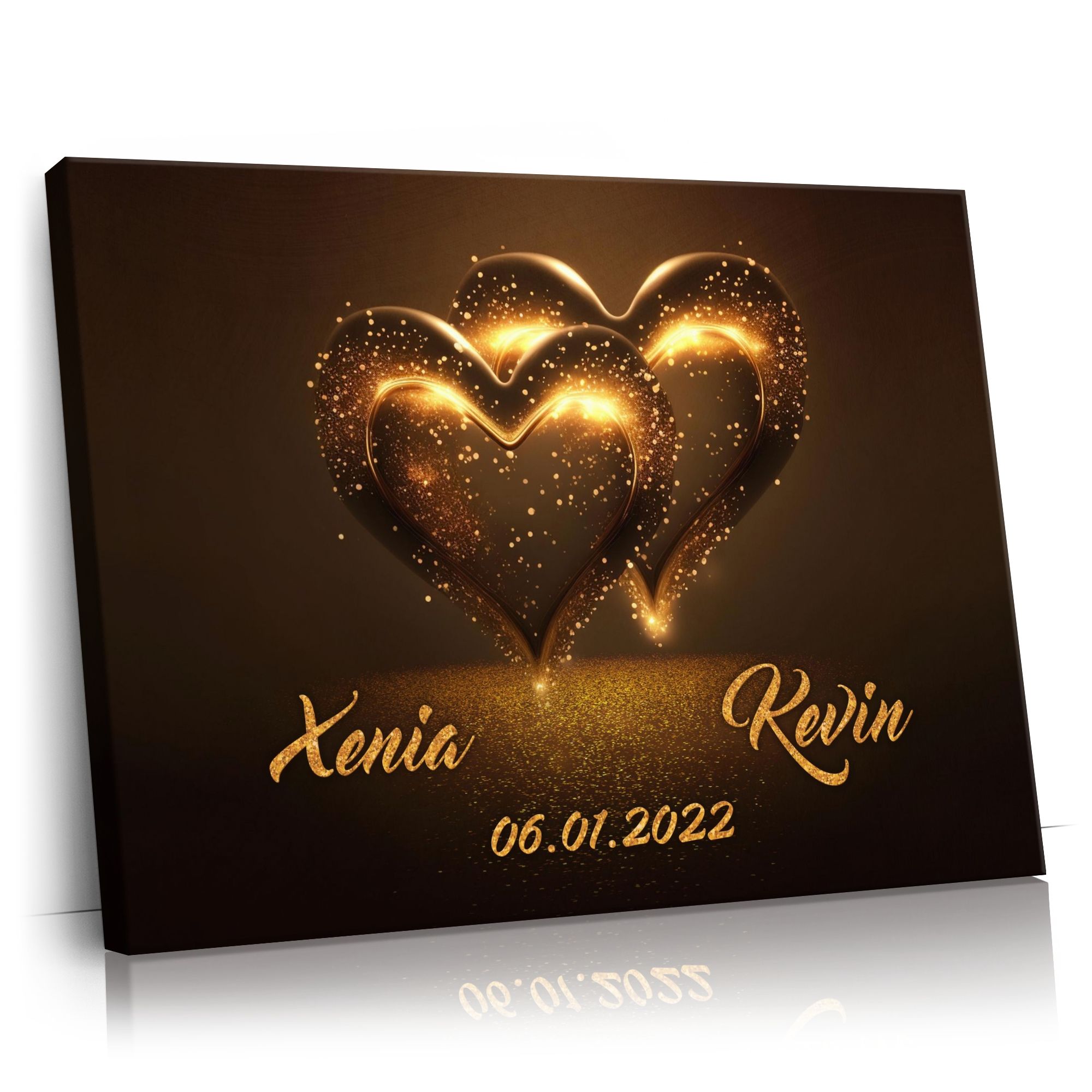 Personalisierbares Geschenk Glitzernde Herzen