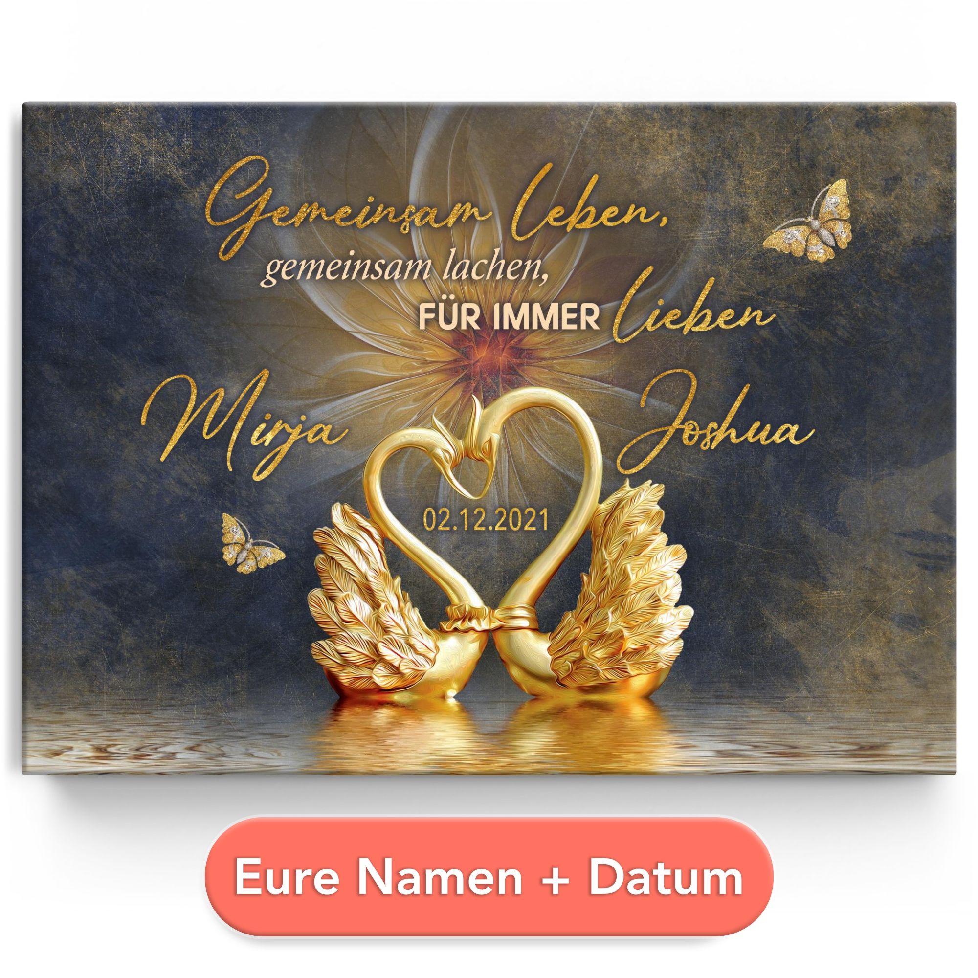 Personalisiertes Leinwandbild Gemeinsam leben, für immer lieben