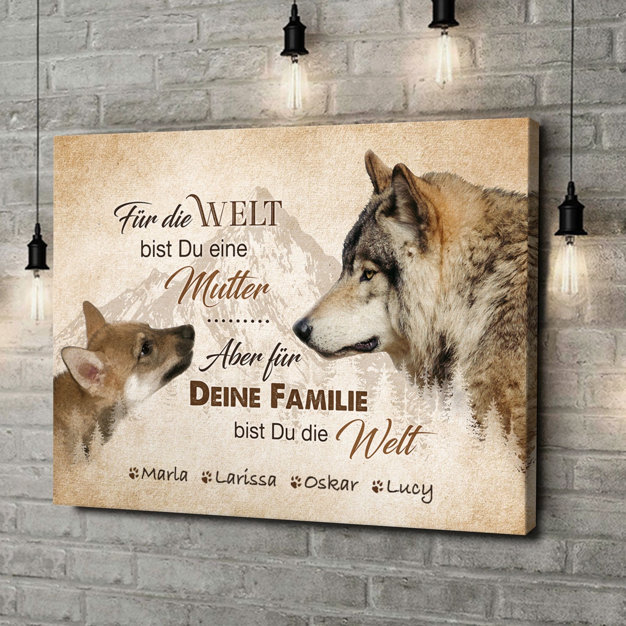 Liebesleinwand als Geschenk Wolfsmutter