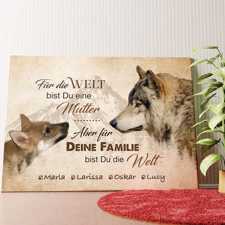 Wolfsmutter Wandbild personalisiert