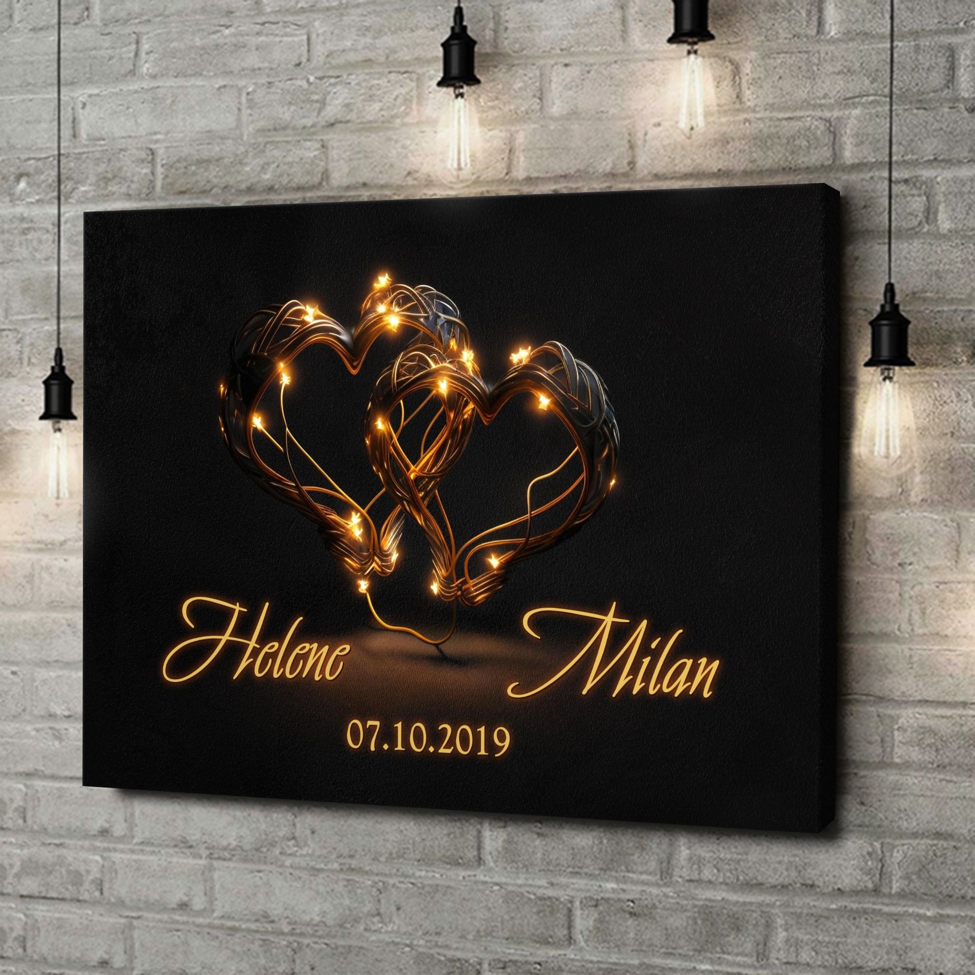 Liebesleinwand als Geschenk Blinkende Herzen