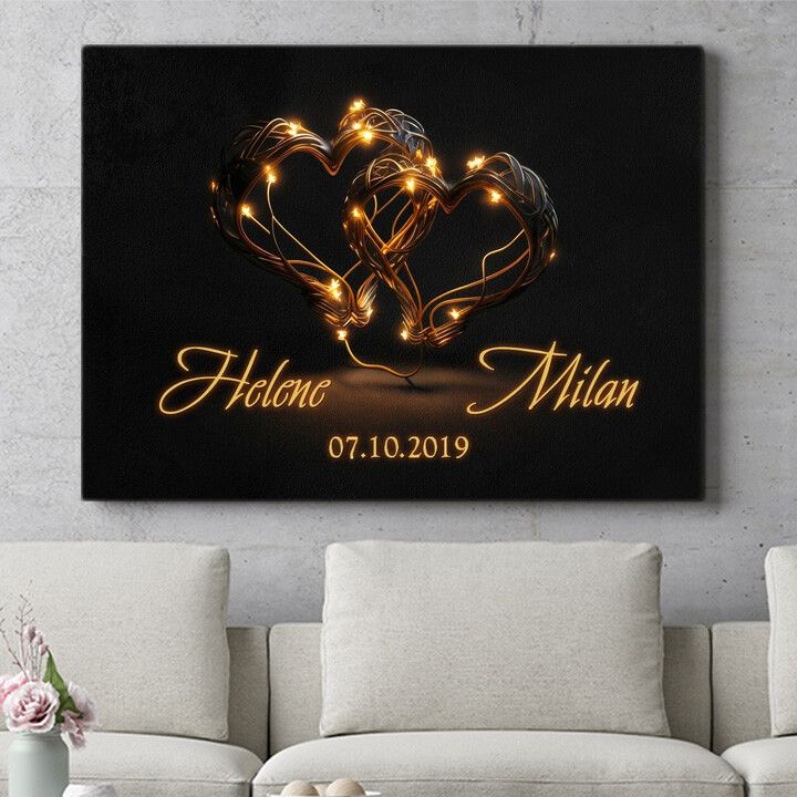 Personalisiertes Wandbild Blinkende Herzen