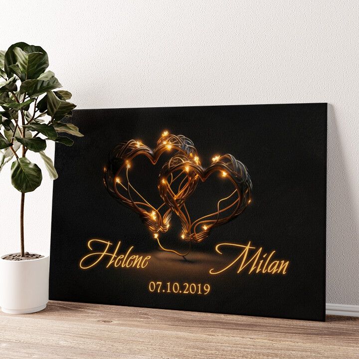 Leinwandbild personalisiert Blinkende Herzen