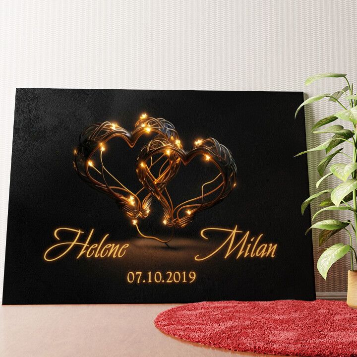 Blinkende Herzen Wandbild personalisiert