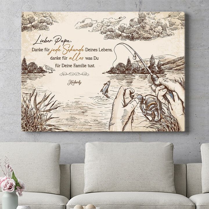 Personalisiertes Wandbild Angeln mit Papa