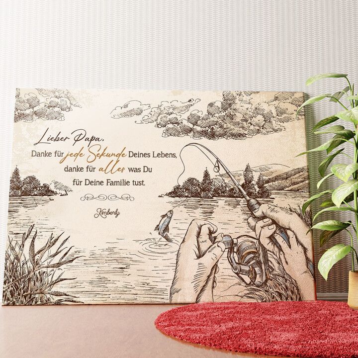 Angeln mit Papa Wandbild personalisiert