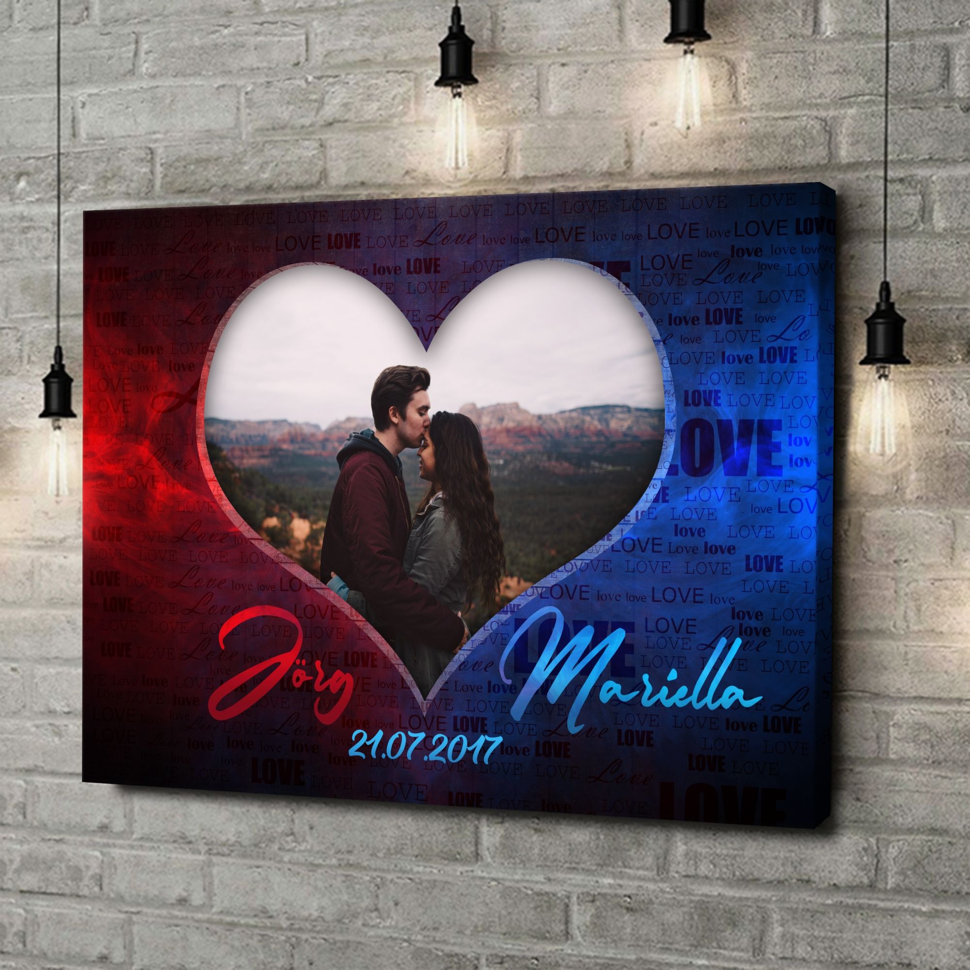 Liebesleinwand als Geschenk Feuer & Wasser