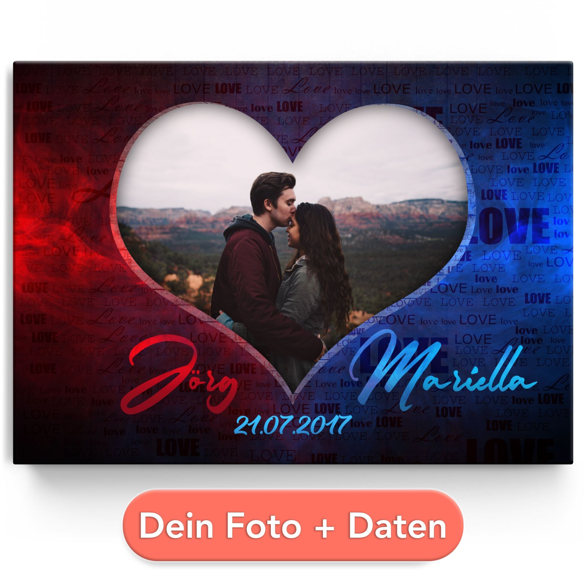 Personalisiertes Leinwandbild Feuer & Wasser