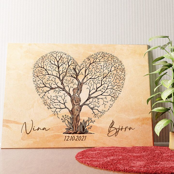 Liebesbaum Wandbild personalisiert
