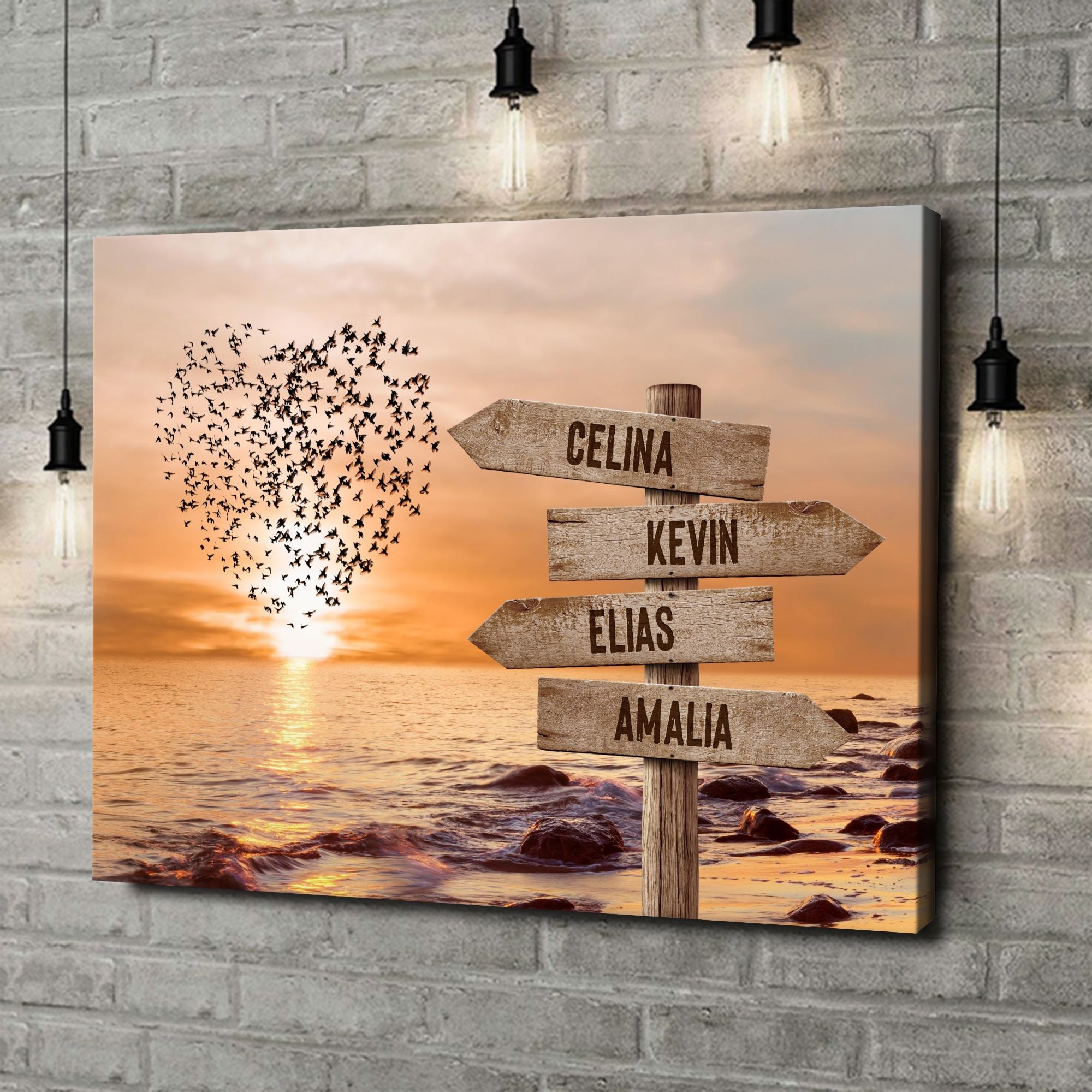 Liebesleinwand als Geschenk Herz am Meerweg