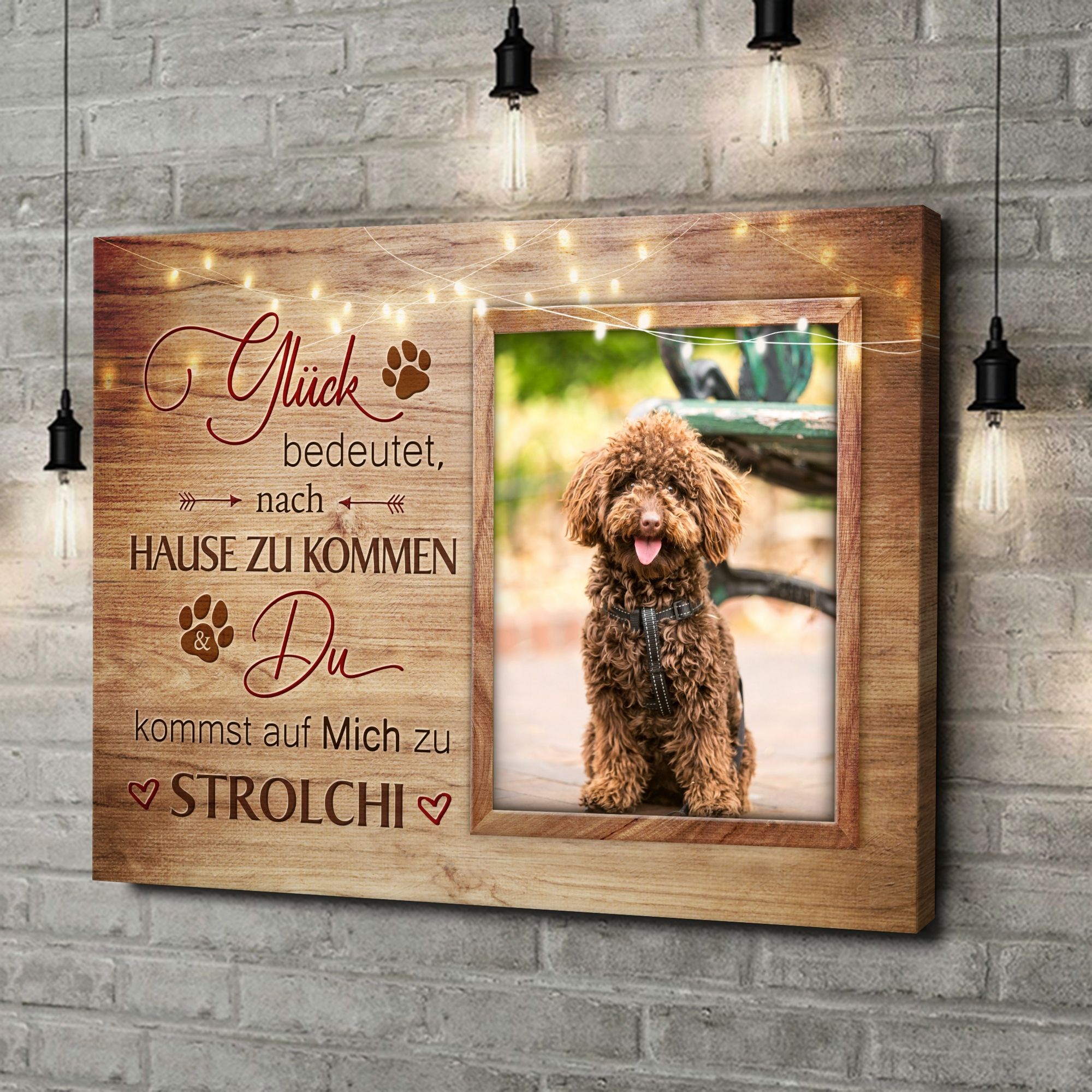 Liebesleinwand als Geschenk Glück auf vier Beinen
