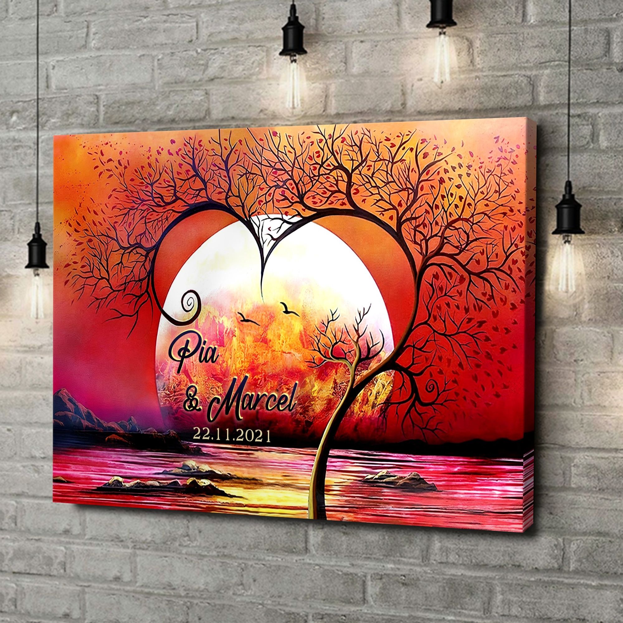 Liebesleinwand als Geschenk Romantische Abendsonne