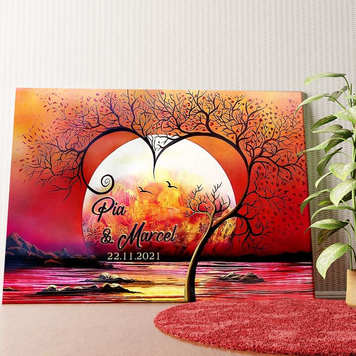 Romantische Abendsonne Wandbild personalisiert