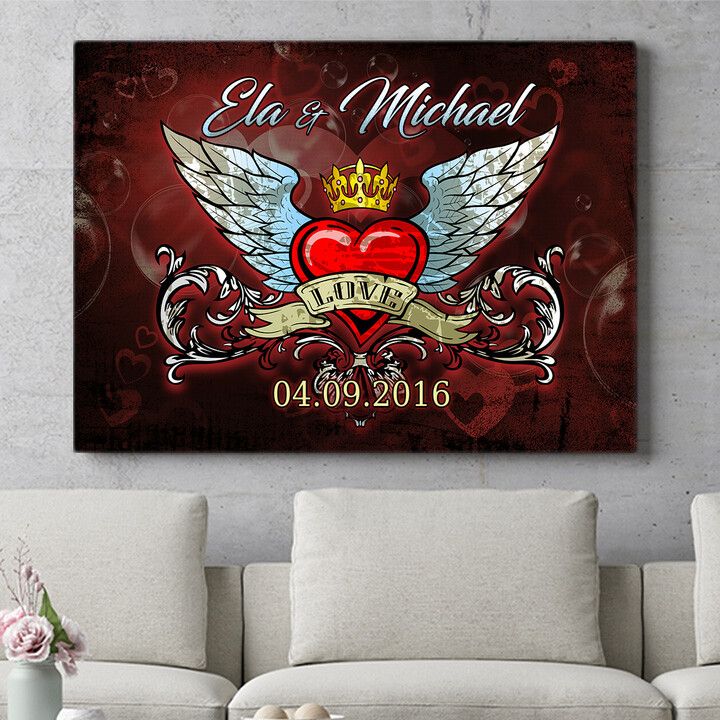 Personalisiertes Wandbild Beflügelnde Liebe