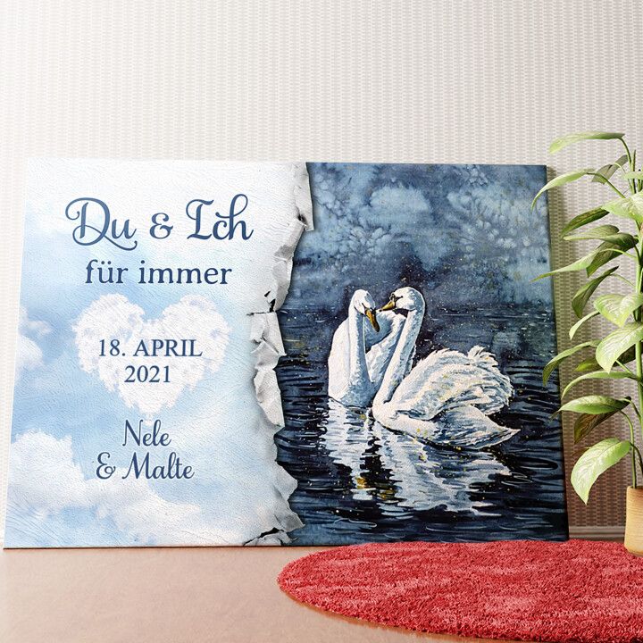 Schwanenpaar Wandbild personalisiert