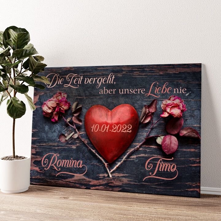 Leinwandbild personalisiert Unsere Liebe vergeht nie