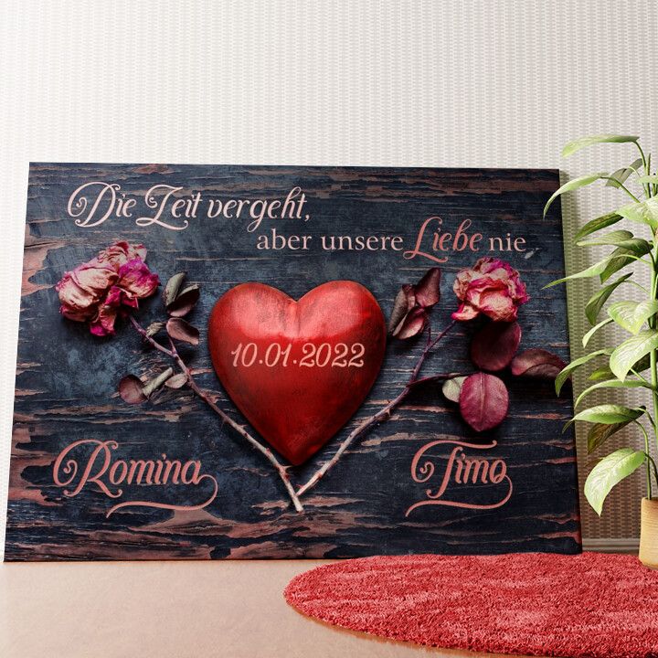 Unsere Liebe vergeht nie Wandbild personalisiert