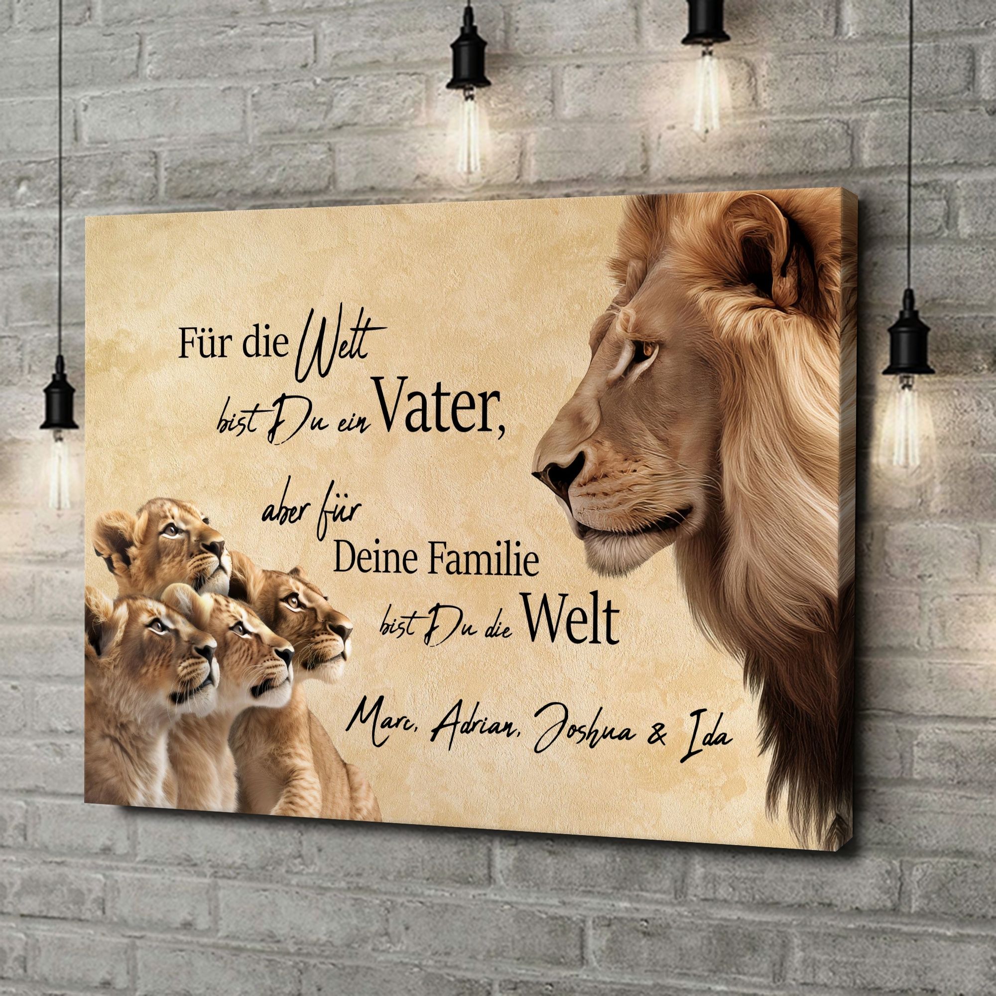Liebesleinwand als Geschenk Papa Löwe