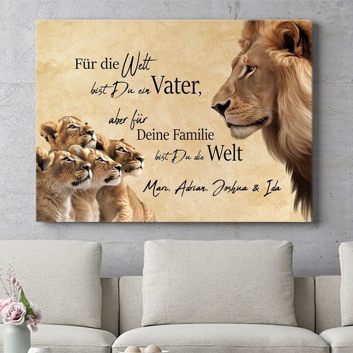 Personalisiertes Wandbild Papa Löwe