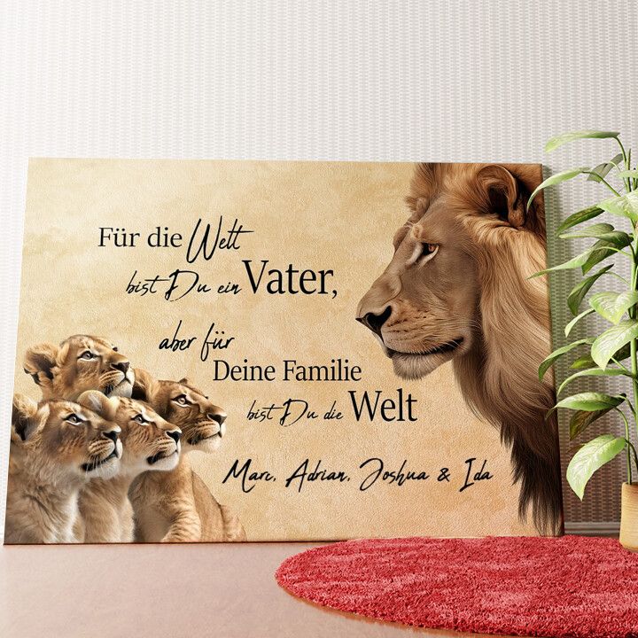 Papa Löwe Wandbild personalisiert