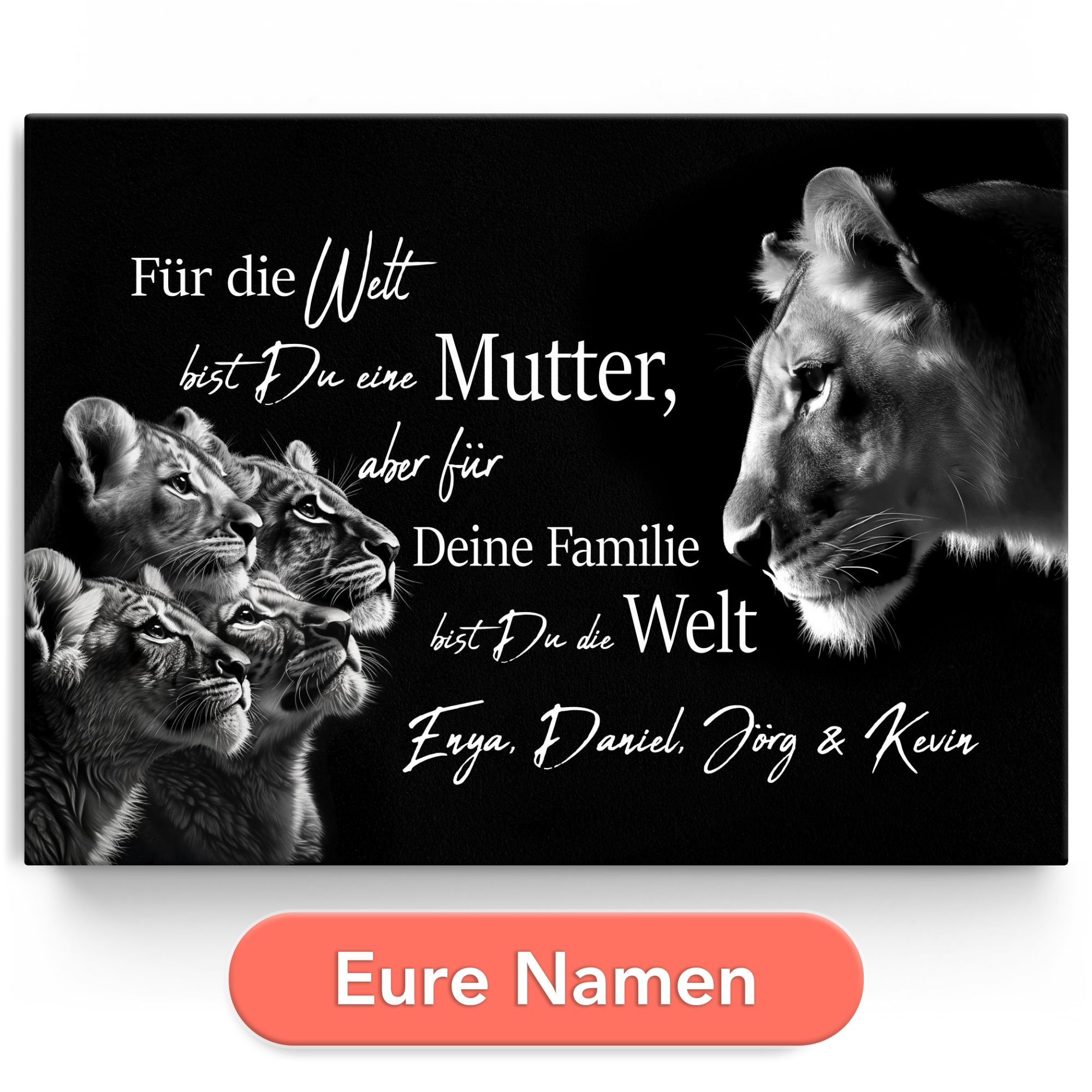 Personalisiertes Leinwandbild Löwenmama