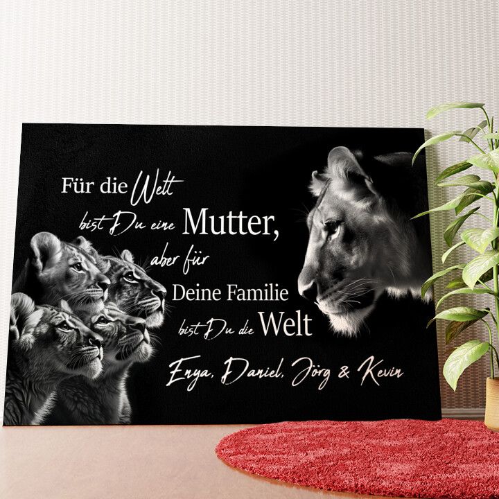 Löwenmama Wandbild personalisiert