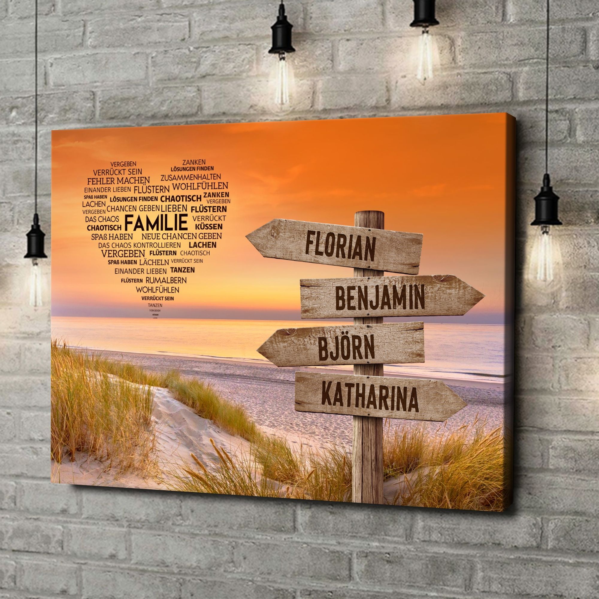 Liebesleinwand als Geschenk Herzlicher Strandweg