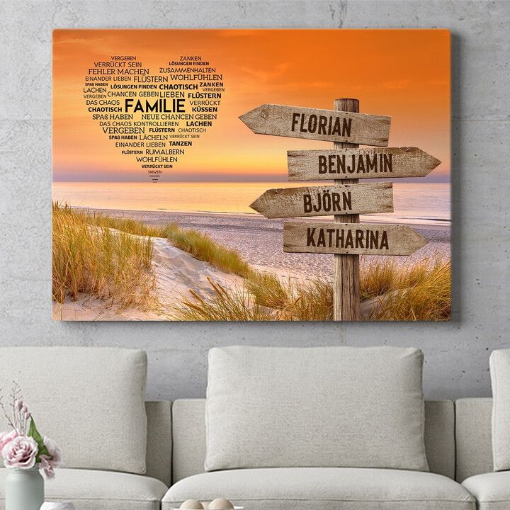 Personalisiertes Wandbild Herzlicher Strandweg