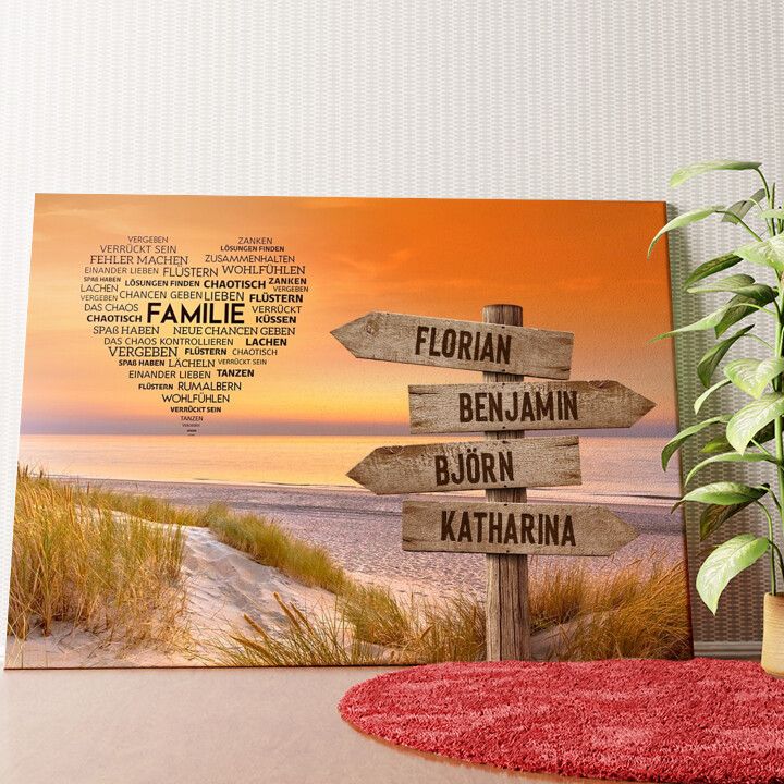 Herzlicher Strandweg Wandbild personalisiert