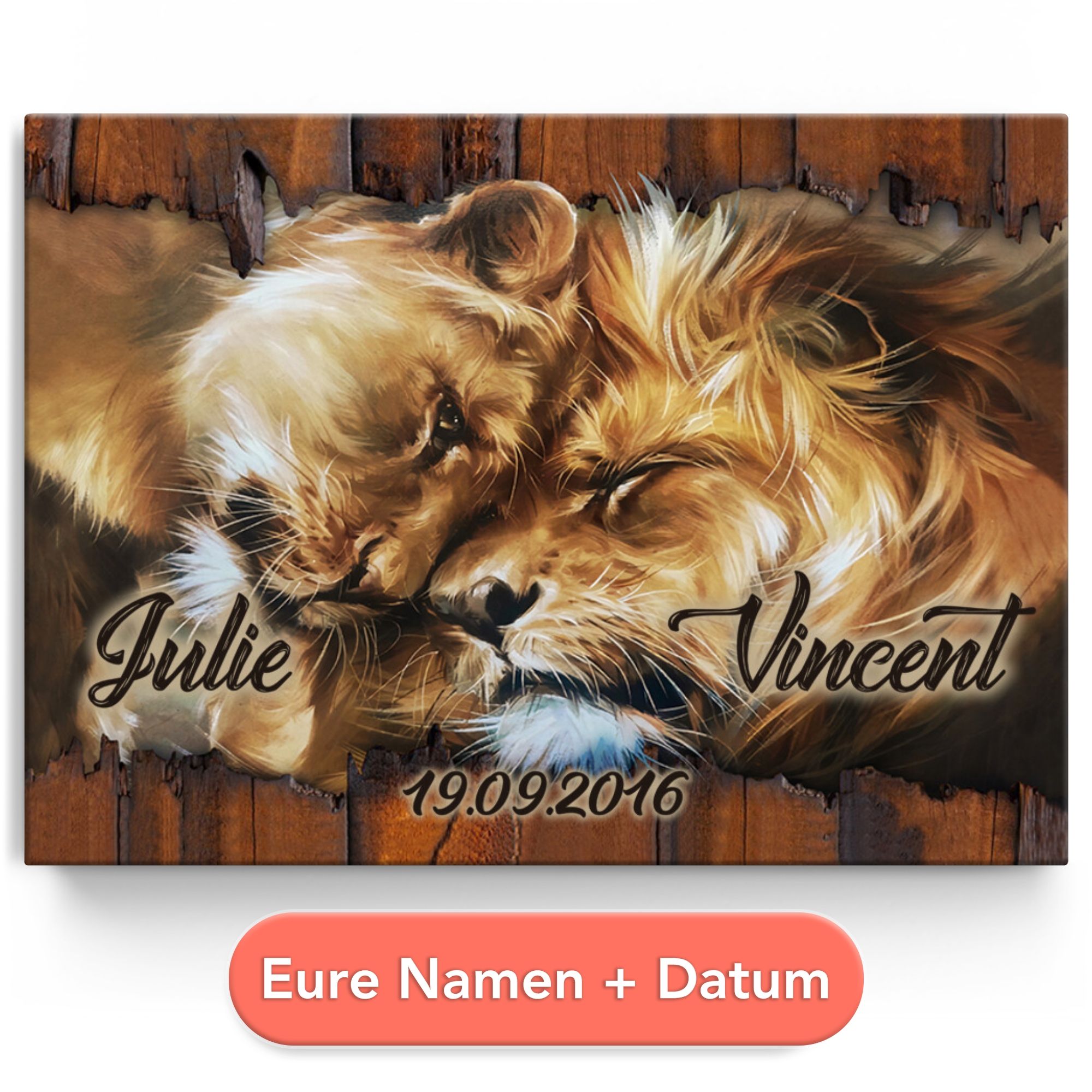 Personalisiertes Leinwandbild Löwenherz