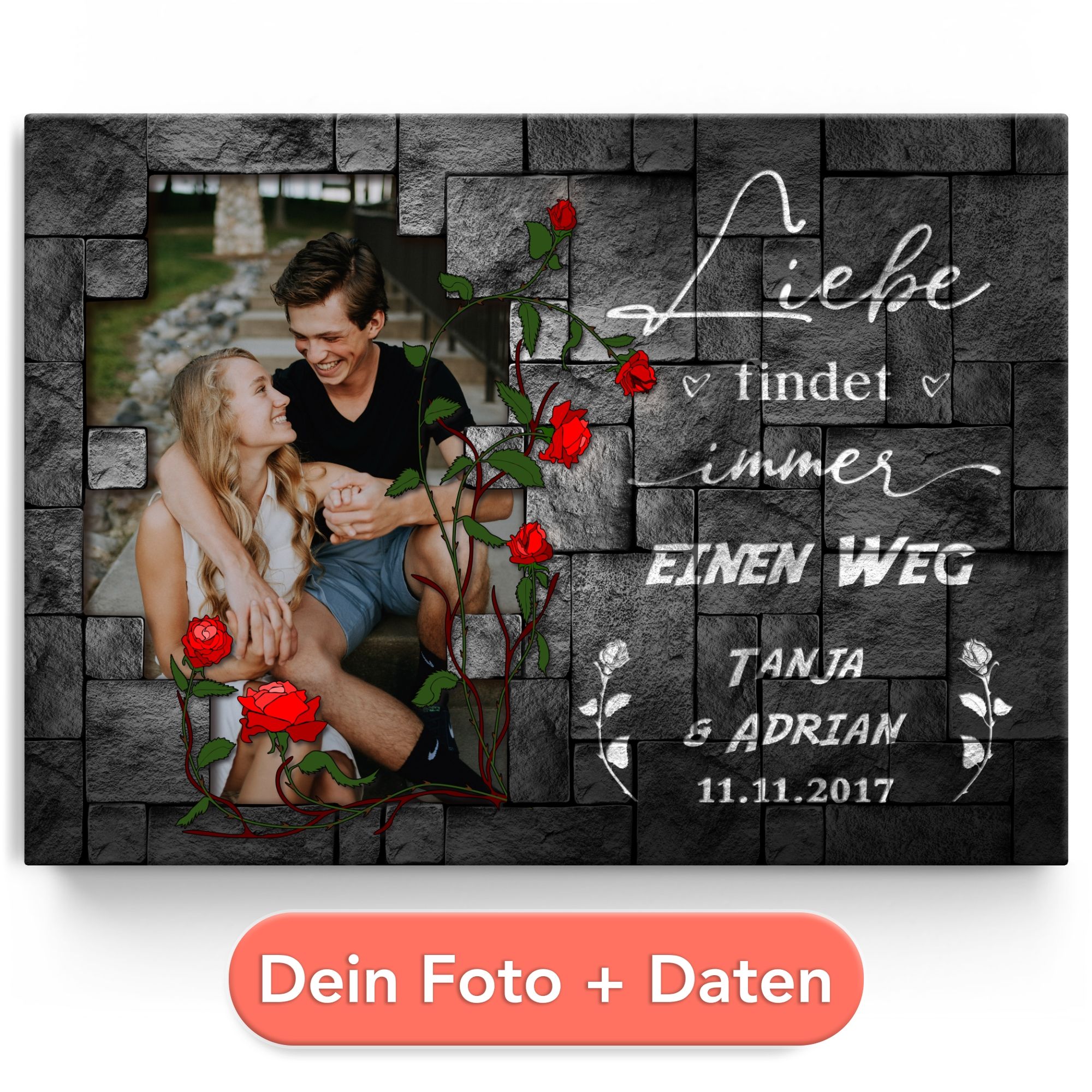 Personalisiertes Leinwandbild Liebe findet einen Weg