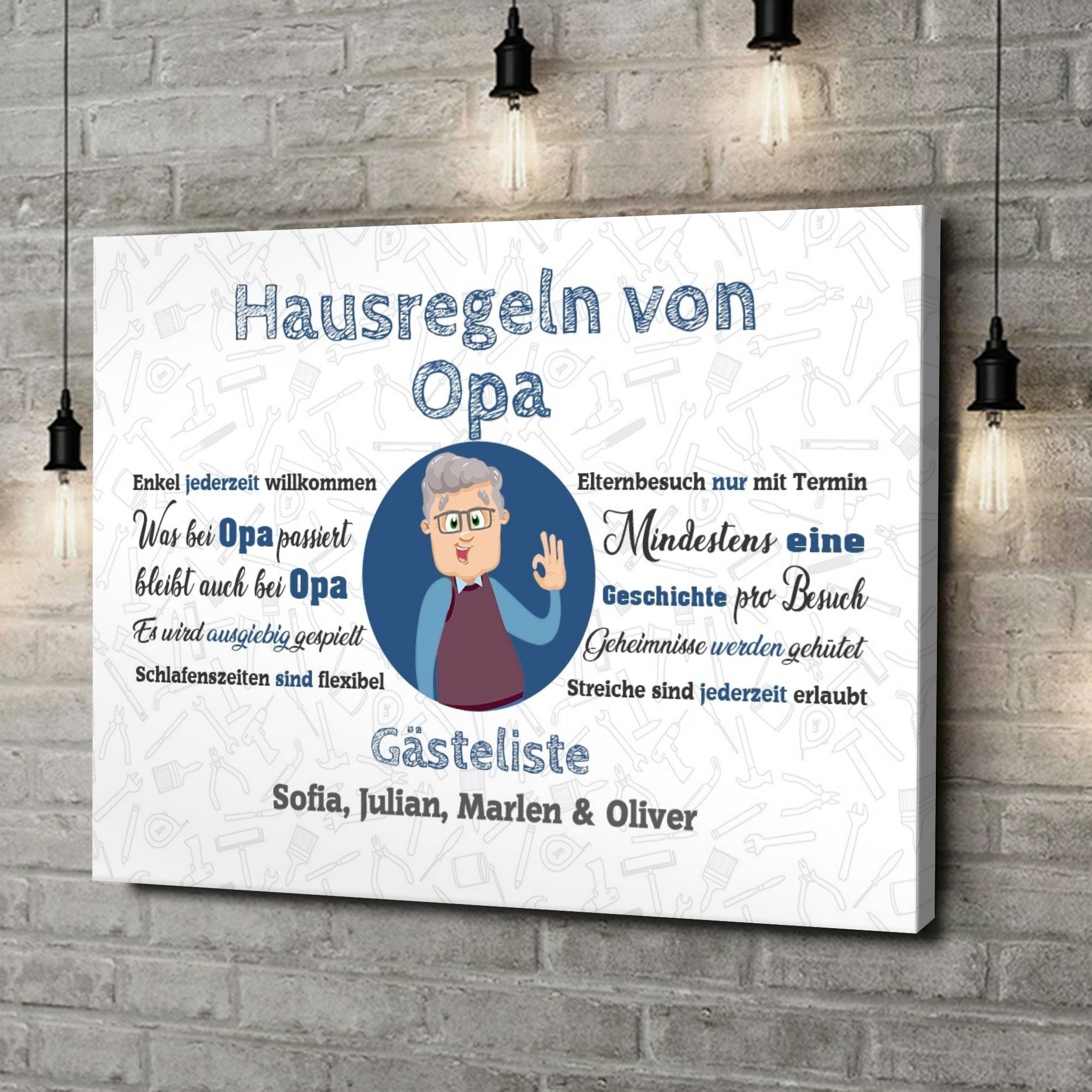 Liebesleinwand als Geschenk Opas Hausregeln