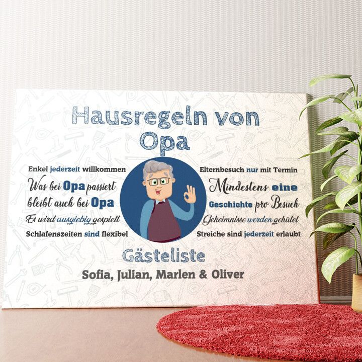Opas Hausregeln Wandbild personalisiert