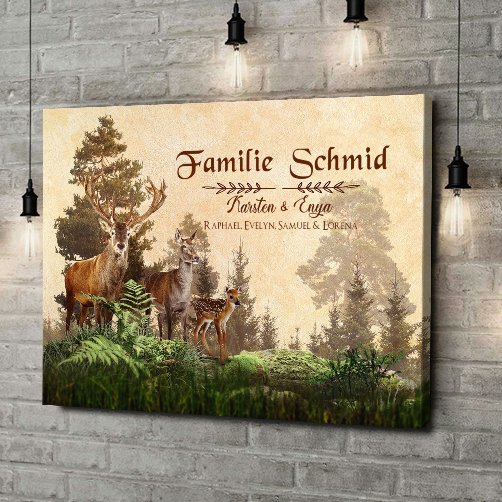 Liebesleinwand als Geschenk Hirschfamilie