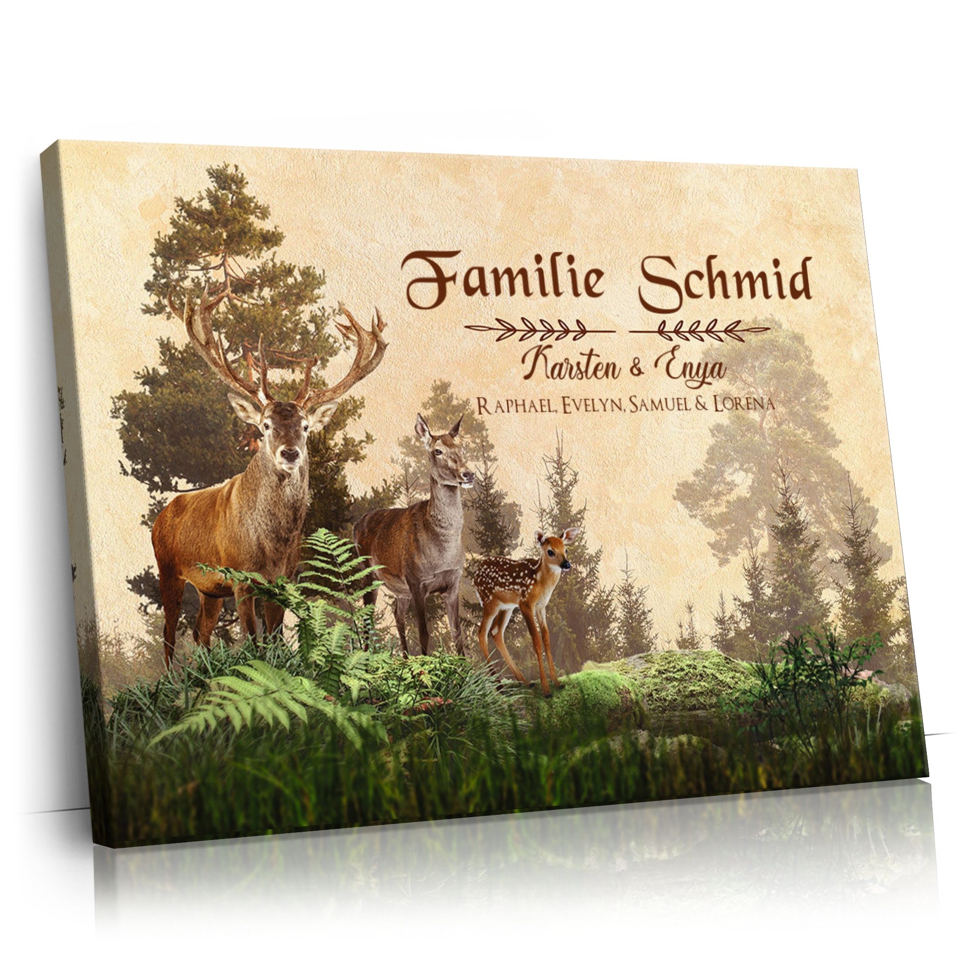 Personalisierbares Geschenk Hirschfamilie