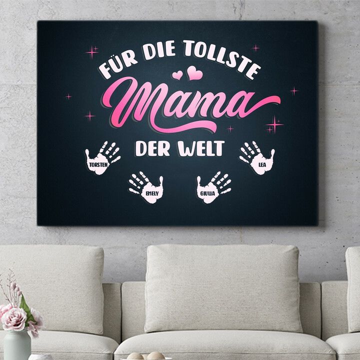 Personalisiertes Wandbild Kinderhände für Mama