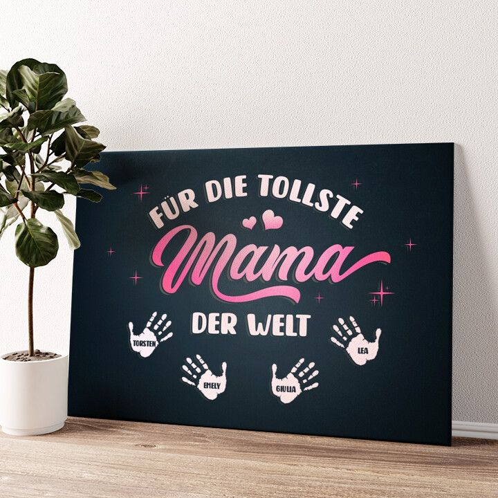 Leinwandbild personalisiert Kinderhände für Mama