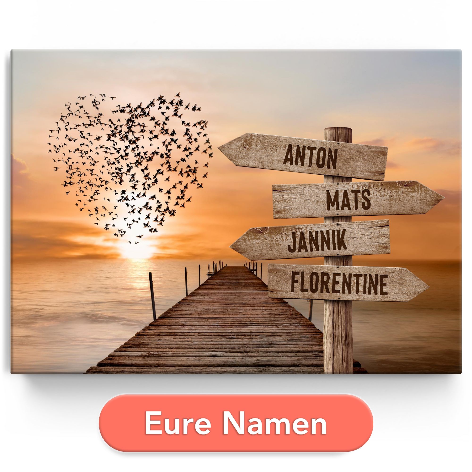 Personalisiertes Leinwandbild Gemeinsam am Stegweg