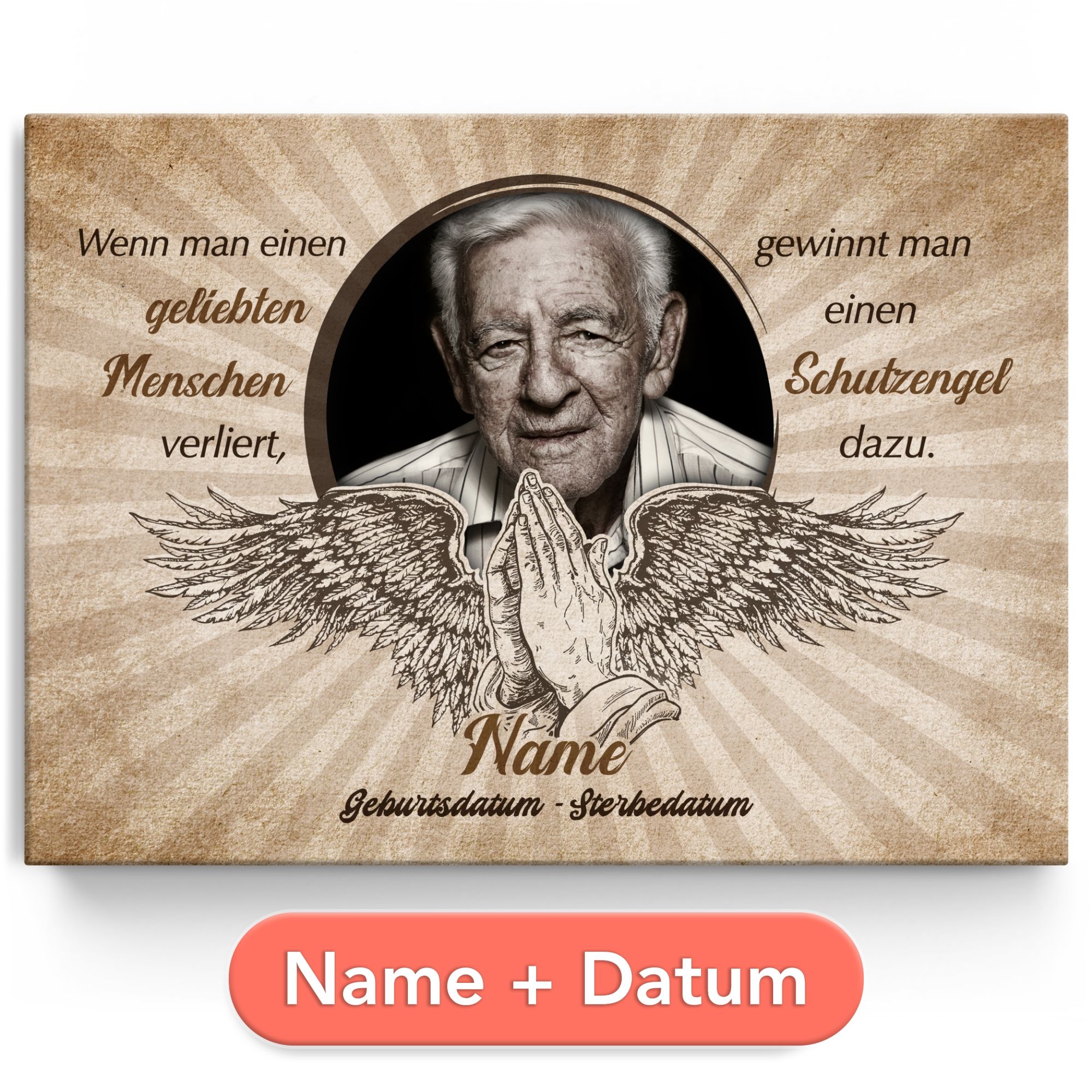 Personalisiertes Leinwandbild Flügel der Erinnerung