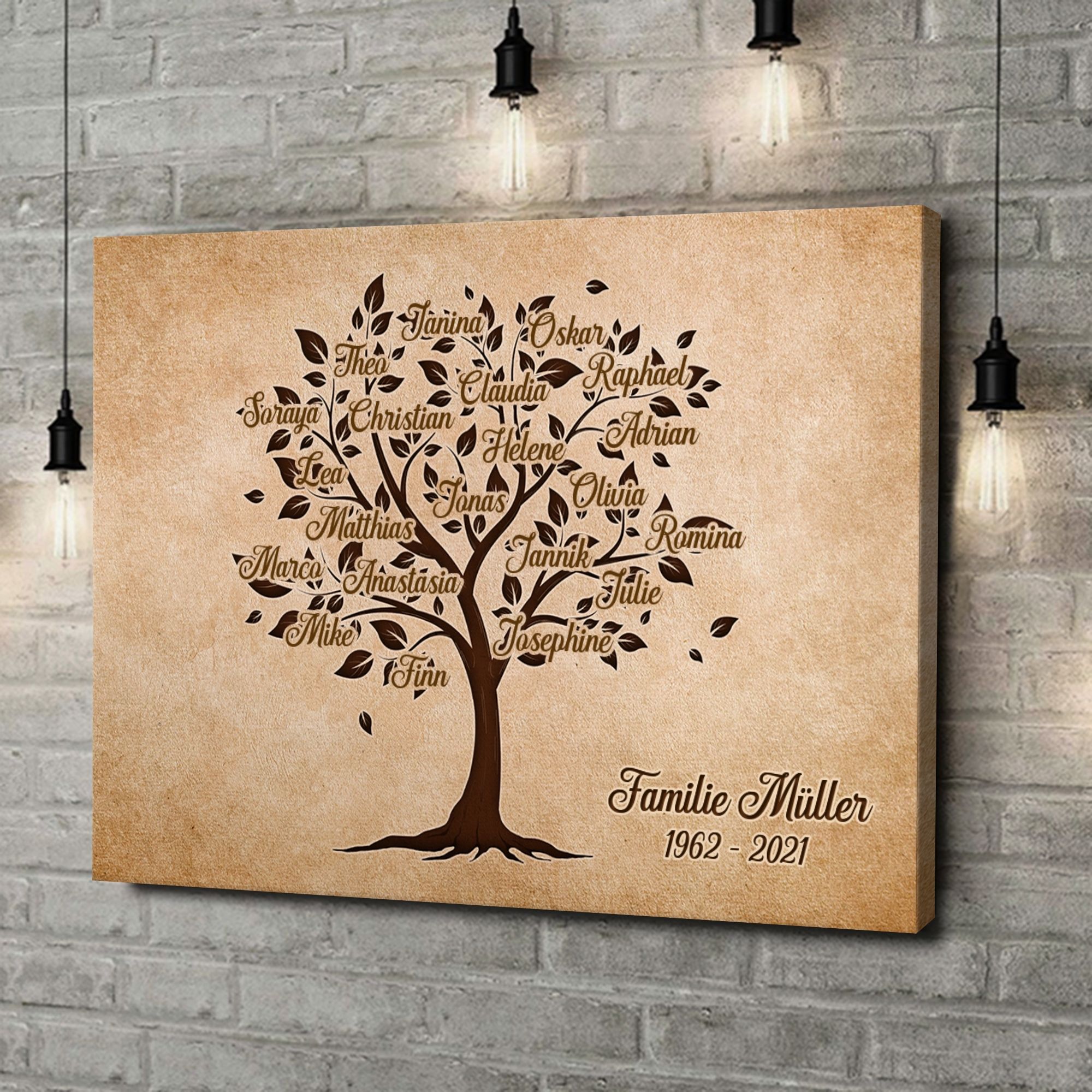 Liebesleinwand als Geschenk Familienbaum
