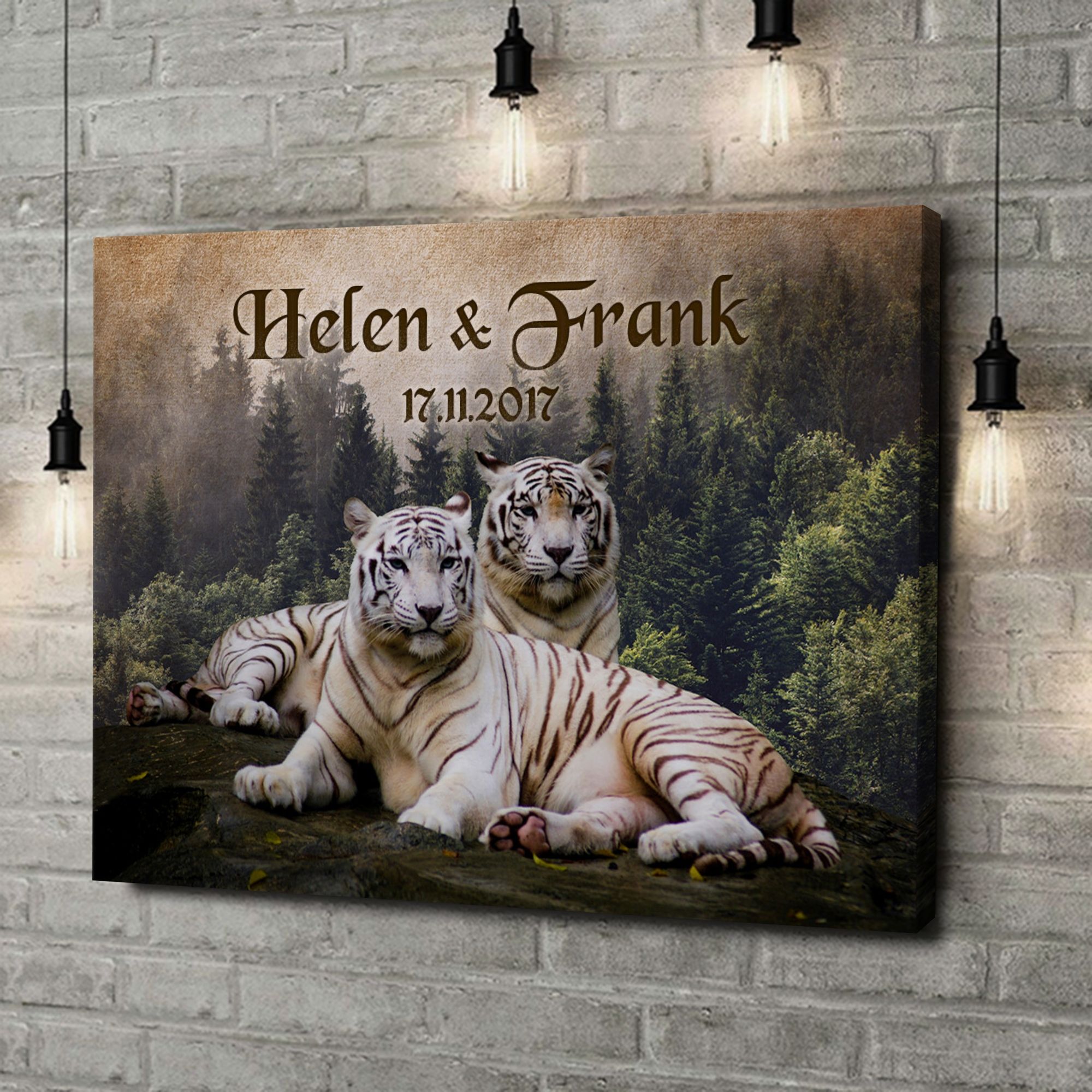 Liebesleinwand als Geschenk Weiße Tiger