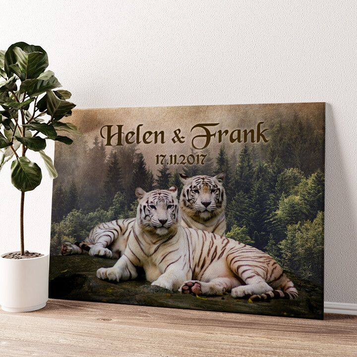 Leinwandbild personalisiert Weiße Tiger